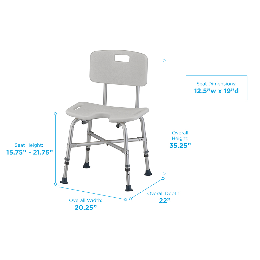 HEAVY DUTY BATH SEAT W/ BACK & U-SHAPED CUT OUT
